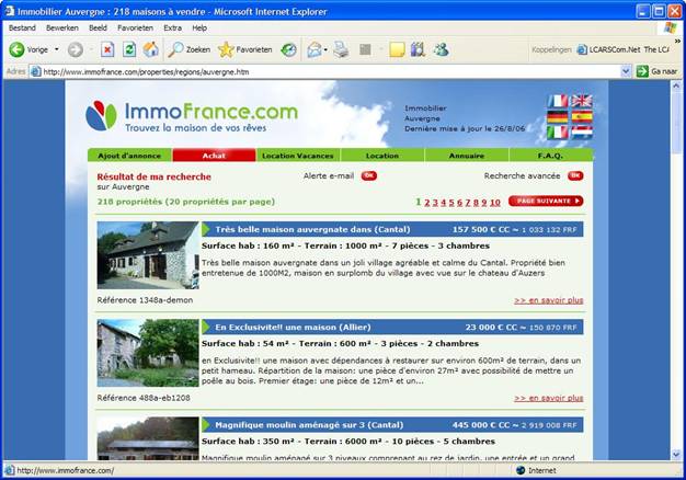 www.immofrance.com huizen in Frankrijk