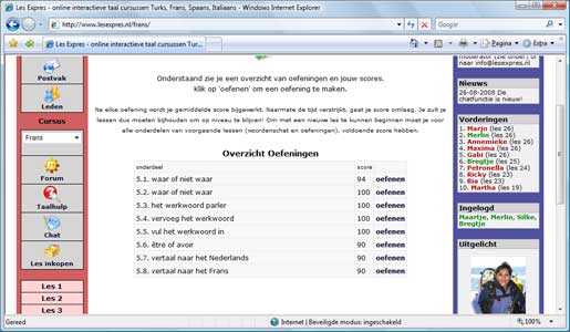 Overzicht score oefeningen